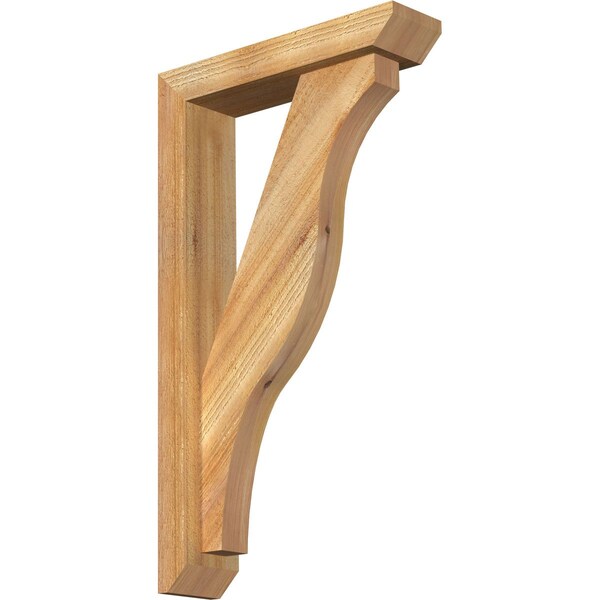 Ekena Millwork Funston Slat Rough Sawn Bracket w/ Offset Brace, Western Red Cedar, 4"W x 16"D x 28"H BKT0402X16X28FST06RWR - main